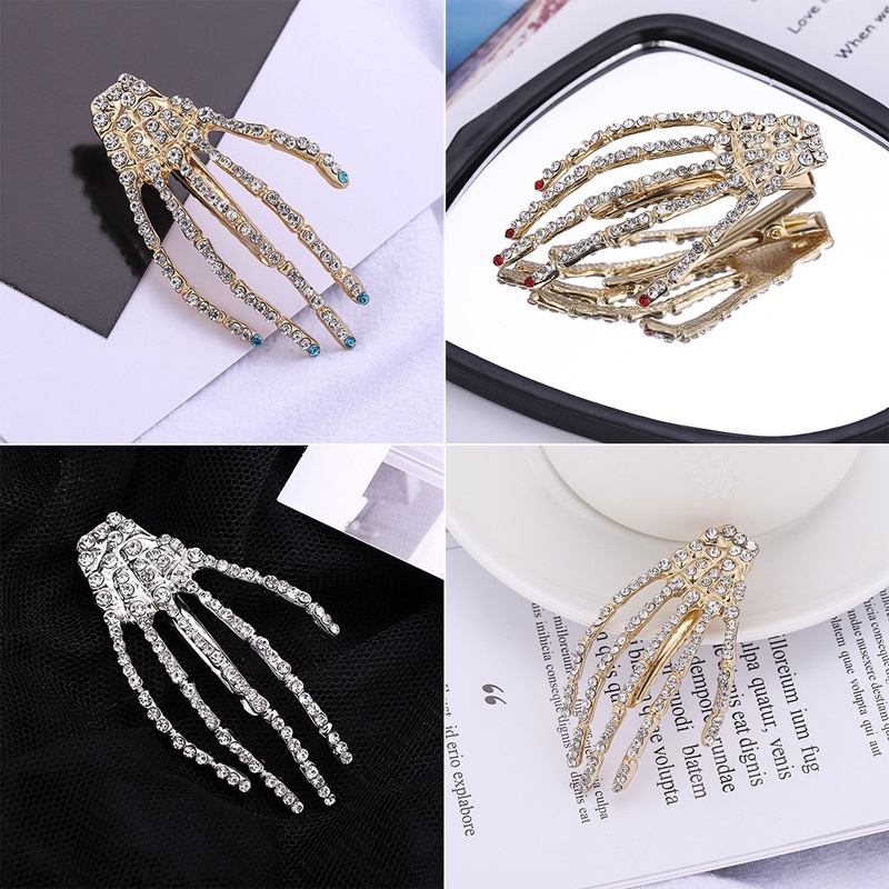 Kẹp TóC HìNh Bộ Xương BàN Tay ĐíNh Kim Cương Giả ThờI Trang Cho Nữ