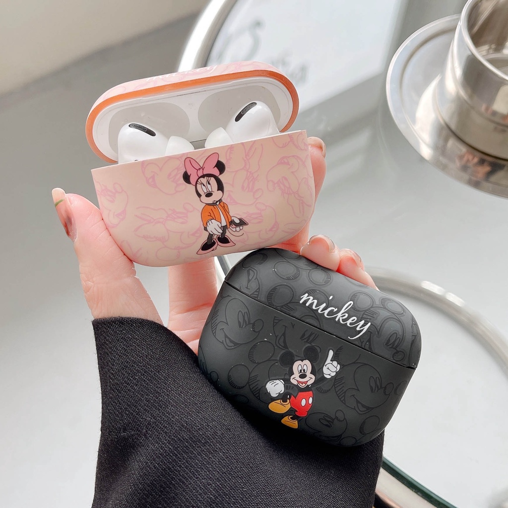 Vỏ Bảo Vệ Hộp Sạc Tai Nghe airpods pro 1 2 3 pro2 Bằng tpu Mềm Phát Sáng Trong Bóng Tối Hình mickey minnie