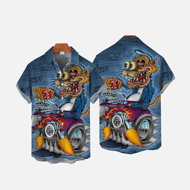 Áo Sơ Mi Ngắn Tay In Họa Tiết Hoạt Hình 3D Thời Trang Mùa Hè Cho Nam