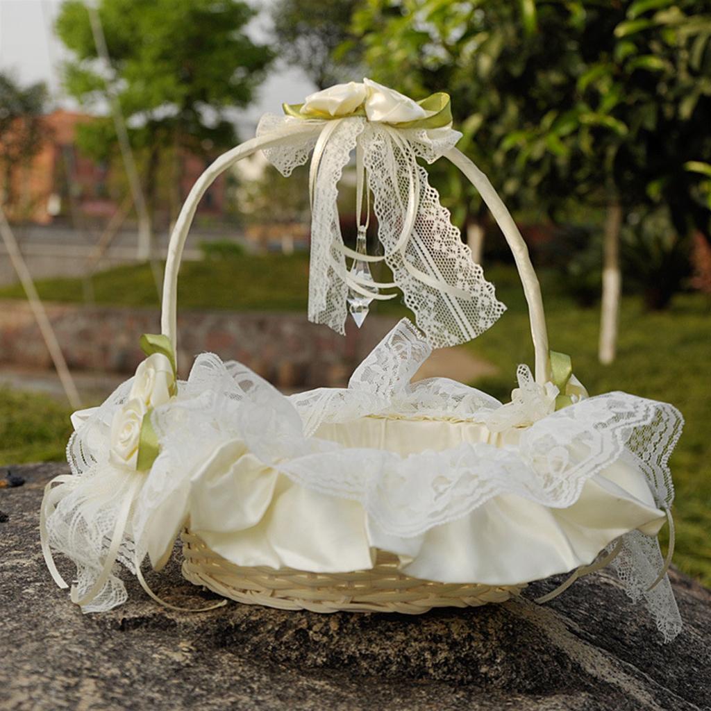 Giỏ Hoa Thắt Nơ Bằng Vải Trang Trí Đám Cưới