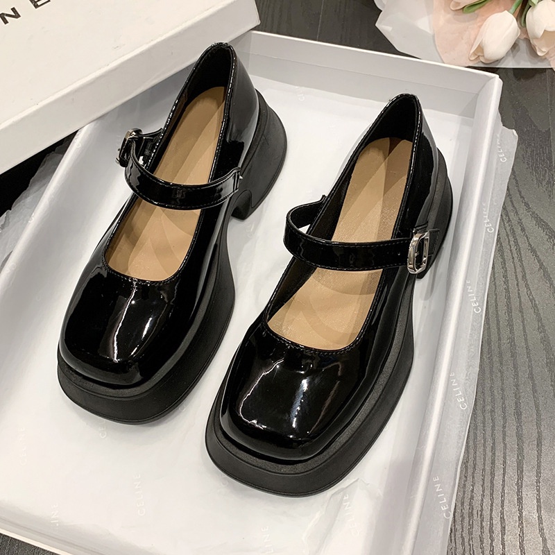 Giày Da Đế Dày QIAOYILUO Phong Cách Anh Quốc Cổ Điển Thời Trang Cho Nữ