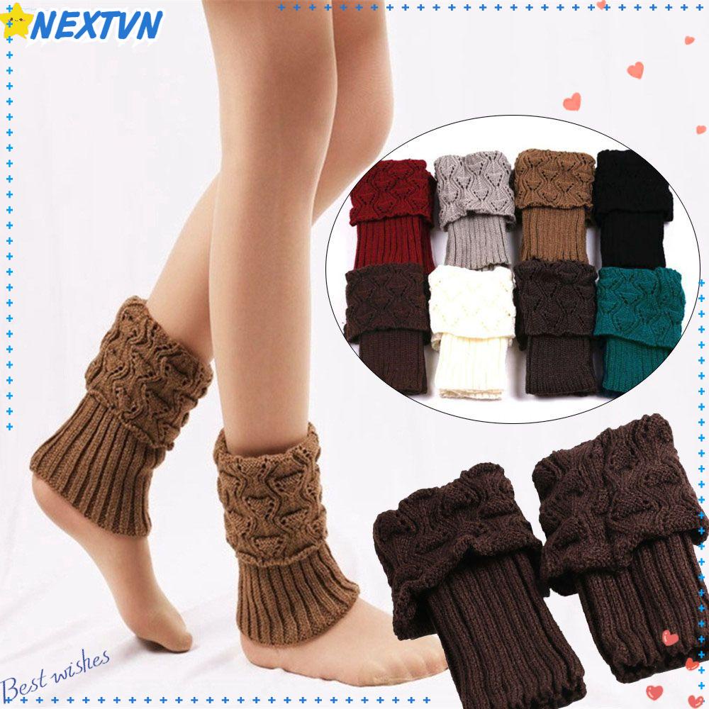 1 Đôi Găng Ống Chân Đan Len Giữ Ấm Thời Trang Mùa Đông Cho Nữ