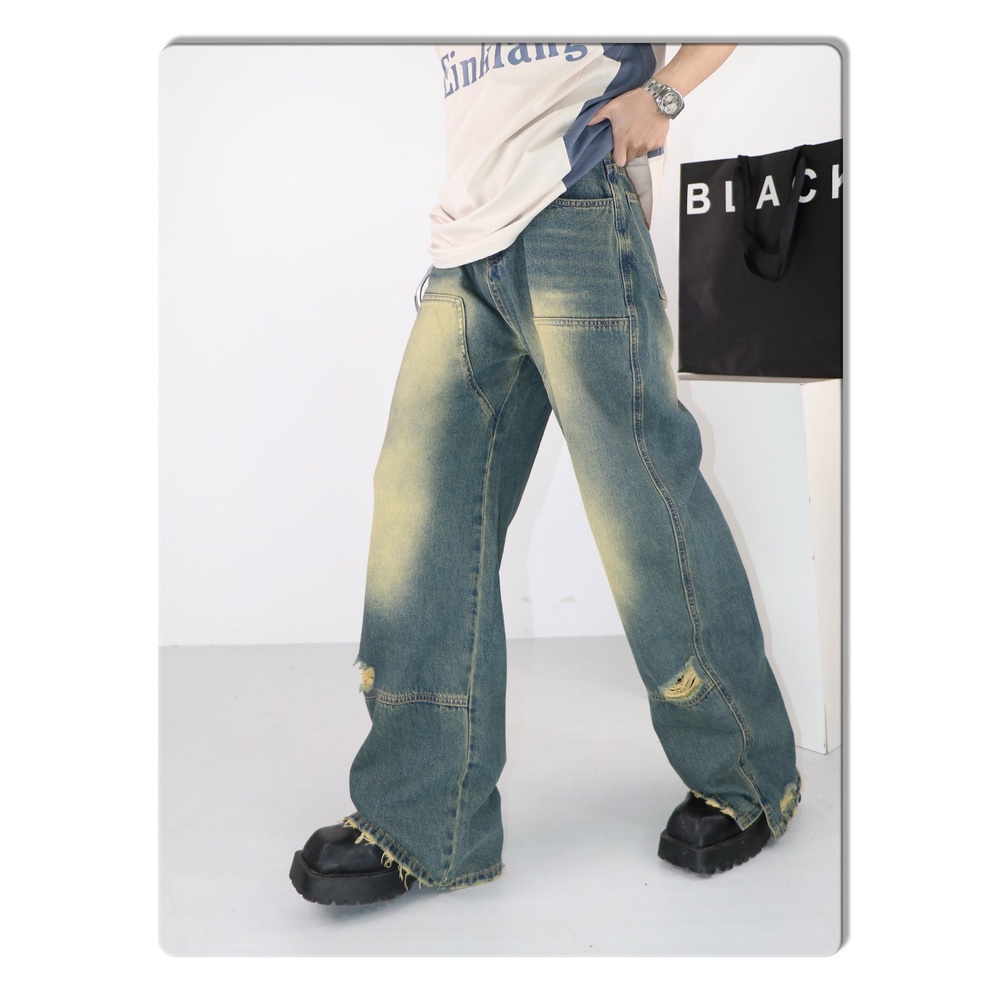 Quần Jeans Dài Rách Gối Thời Trang Dành Cho Nam