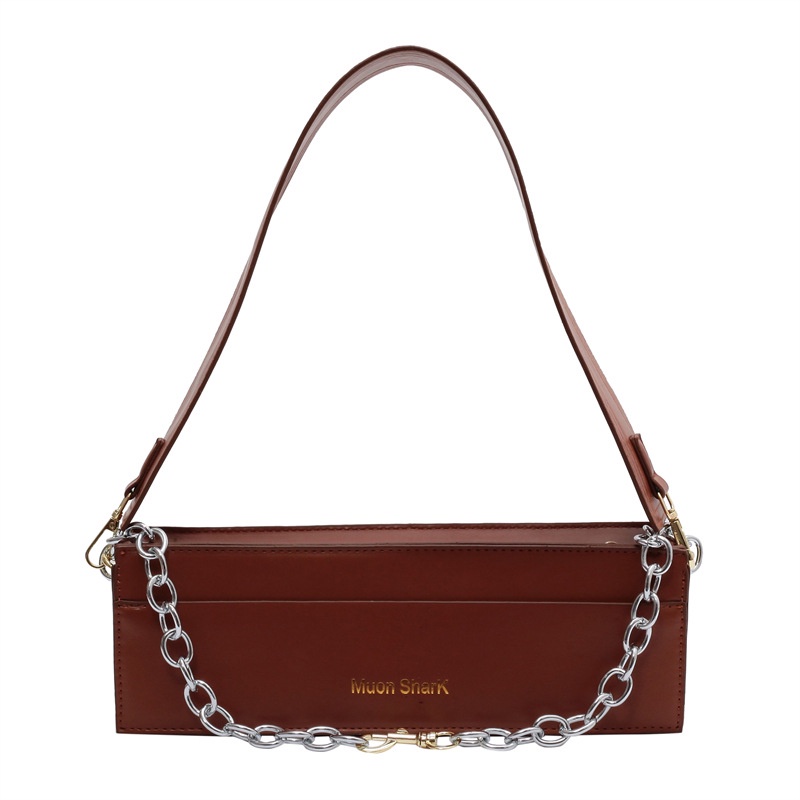 Túi Xách Đeo Vai Kiểu Vuông Nhỏ Phối Dây Xích Thời Trang Nữ Sành Điệu