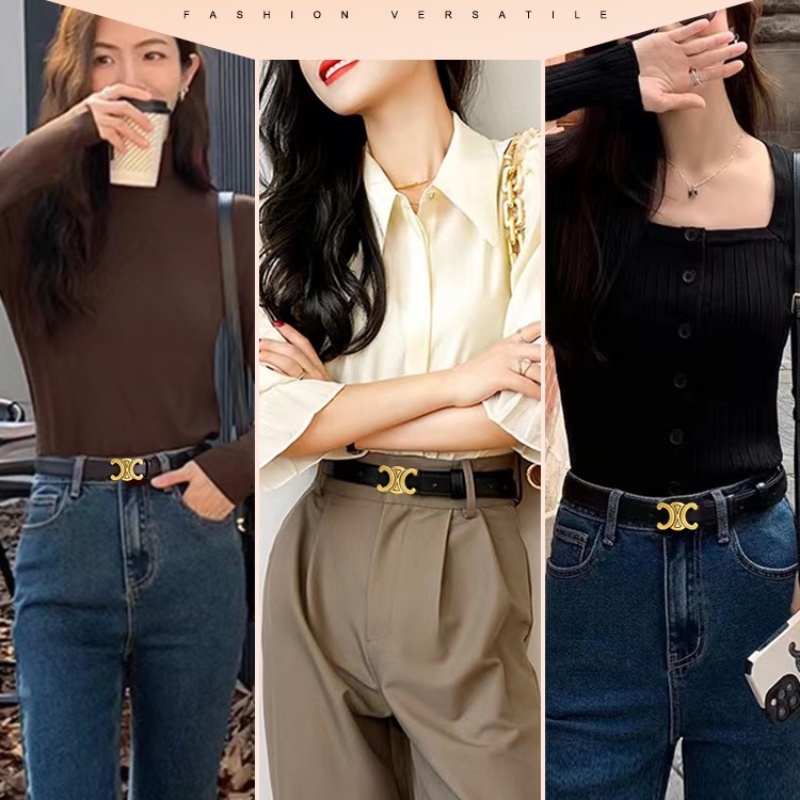 Thắt Lưng Da In Logo Chữ C Phong Cách Vintage Thời Trang Cho Nữ