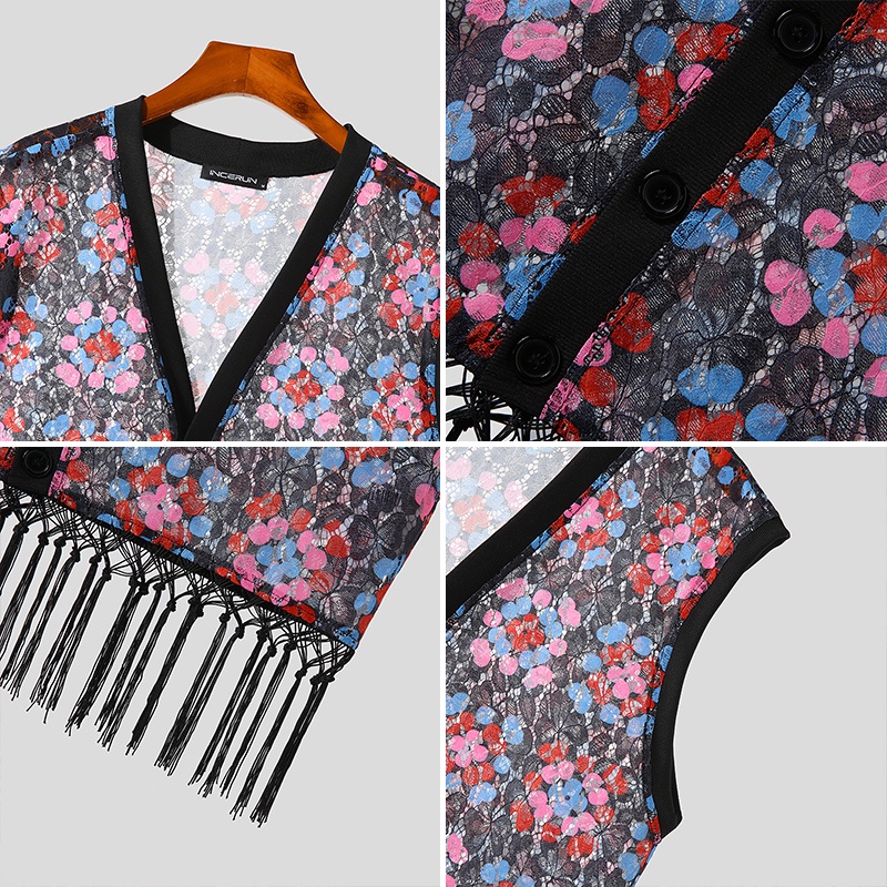 Incerun tracery Áo vest Ren Tua Rua