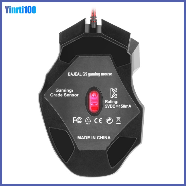 Chuột Chơi Game Có Dây Yinrti G5 7d RGB 7 Nút 3200 Dpi Tương Thích Với Windows 2000 / Xp /
