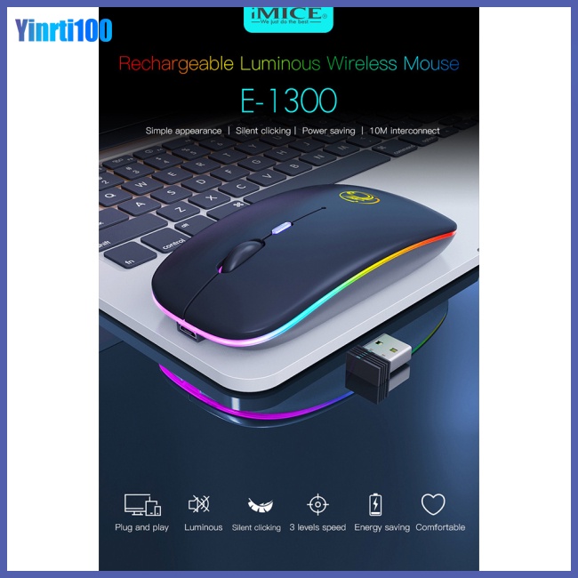 Chuột Bluetooth Không Dây Yinrti Có Đèn Led Nền Có Thể Sạc Lại Cho Laptop Pc