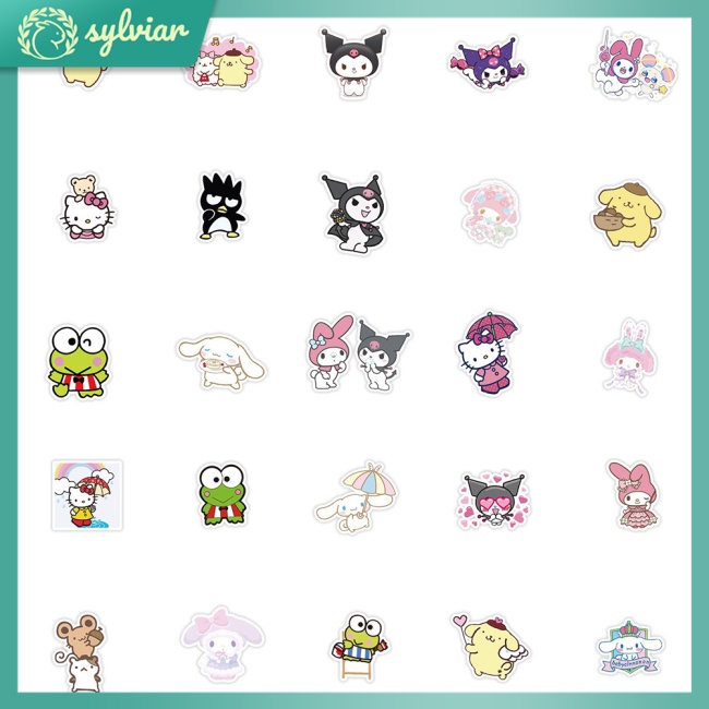 SANRIO Set 100 Miếng Dán Hoạt Hình Trang Trí Notebook Mobile Phone Guitar
