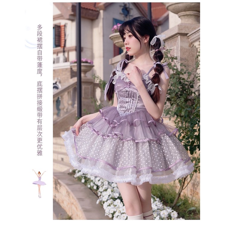Đầm Công Chúa lolita Công Nghiệp Hạng Nặng Kiểu Pháp Siêu Thơ Mộng Thiết Kế niche Chắp Vá Eo Phồng Phối Ren Thiết Kế Mới