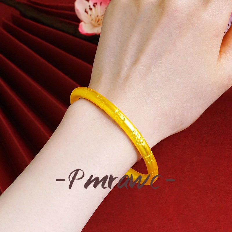 Pmrawc | Vòng Tay Mạ Vàng 24K Mặt Hoa Sen / Trái Tim FS1632