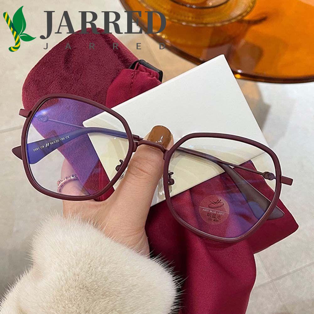 Mắt Kính Gọng Vuông Bằng Kim Loại Chống Bức Xạ Màu Đỏ Thanh Lịch Cho Nữ