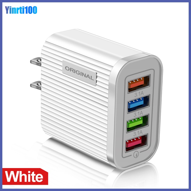 Củ Sạc Nhanh 4 Cổng Usb 5V / 3A Có Đèn Led Cho Điện Thoại