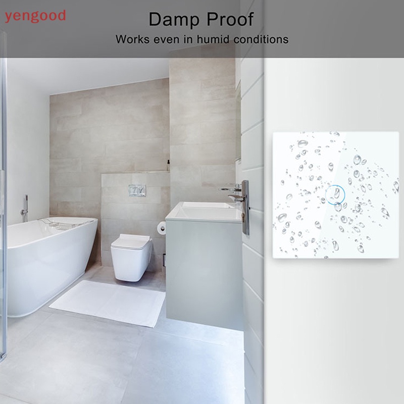 (YGD) Bảng Công Tắc Cảm Ứng Đèn Led Mặt Kính Cường Lực Chuẩn EU / UK 1Gang