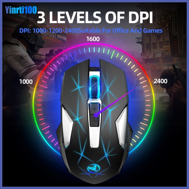 Chuột Gaming Yinrti T300 Không Dây 2.4G Pin 600mAh 2400dpi NhiềU MàU