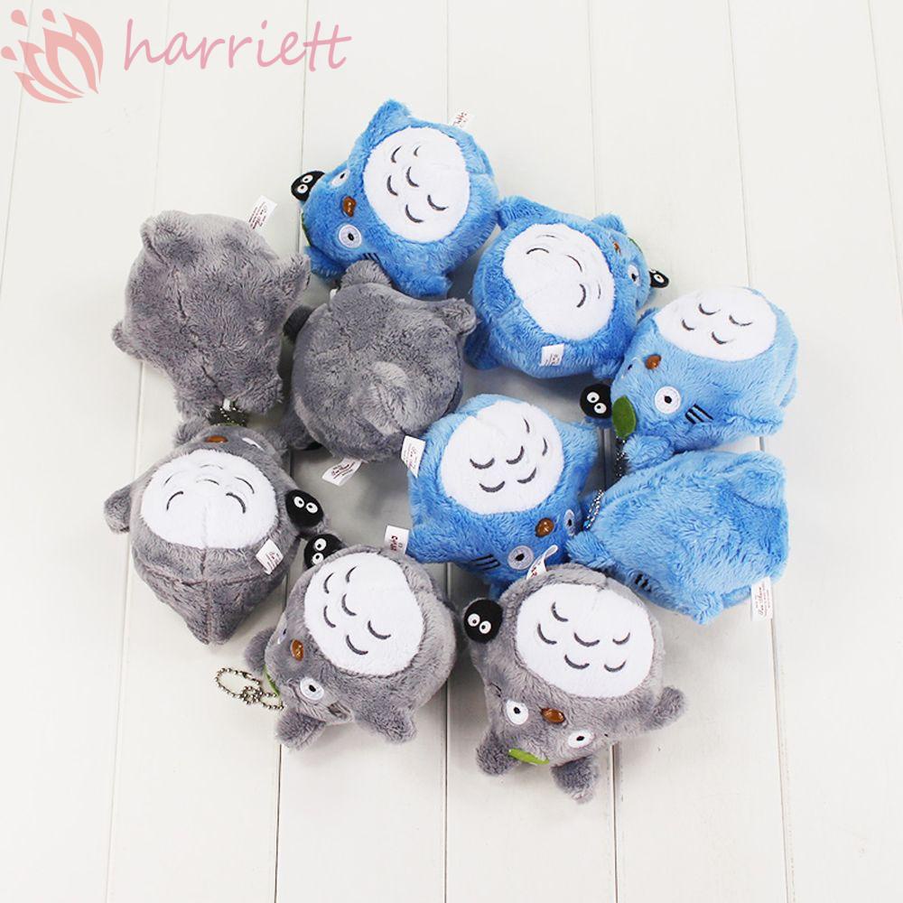 Totoro Nhồi Bông Mềm Mại 10cm Màu Xám &amp; Xanh Dương Trang Trí Móc Khóa