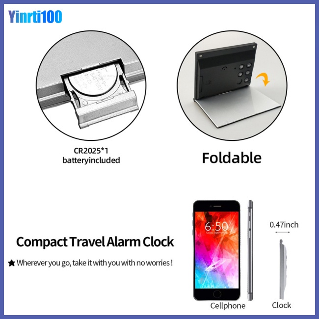 Đồng Hồ Báo Thức Kỹ Thuật Số Lcd Có Thể Gấp Lại Nhiệt Độ Và Độ Ẩm Để Bàn