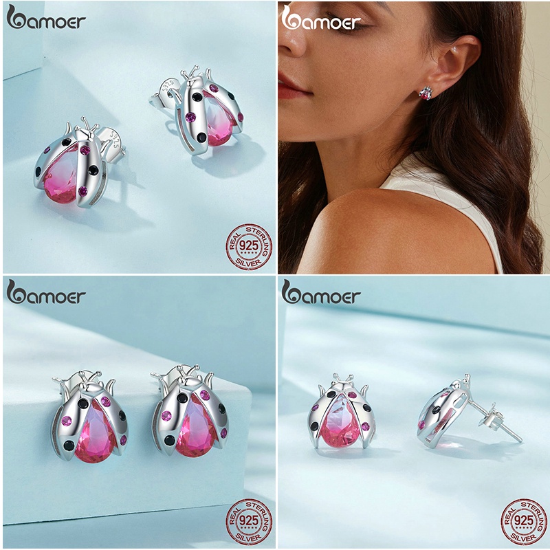 Bamoer Bông Tai BạC 925 Hình Mèo / Rắn / Bọ Rùa Thời Trang Cho Nữ