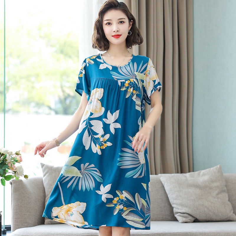 Đầm Ngủ Chất Liệu Cotton Lụa Size Lớn Thiết Kế Mới Thời Trang Dành Cho Phụ Nữ Trung Niên