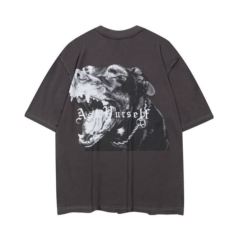 A-sk-áo Thun Tay Ngắn Dáng Rộng Phiên Bản Cao Cấp Thời Trang Đường Phố Mới Nhất Phun Sương Trực Tiếp Kỹ Thuật Số Rubbed Edge Wash Cho Nam Và NữFgtyd