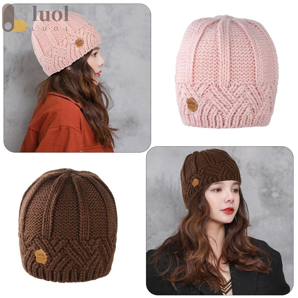 Mũ Len Dệt Kim Tròn Dày Dặn Màu Trơn Thời Trang Thu Đông Phong Cách Retro