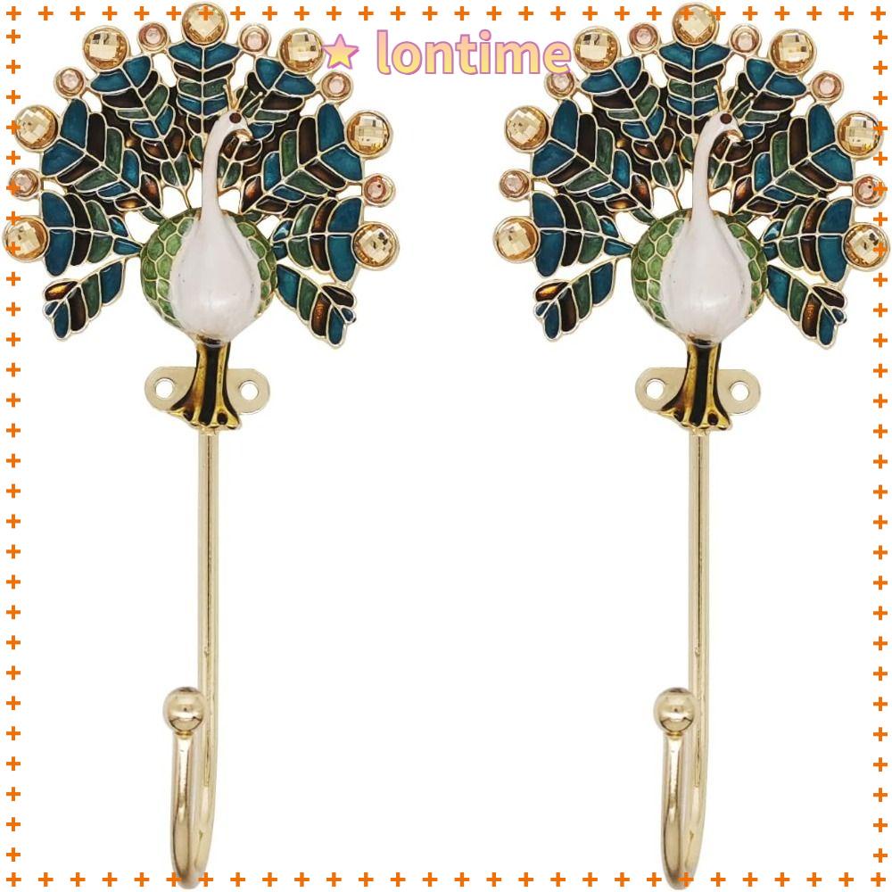 Set 2 Móc Treo Tường Hình Chim Công Vintage