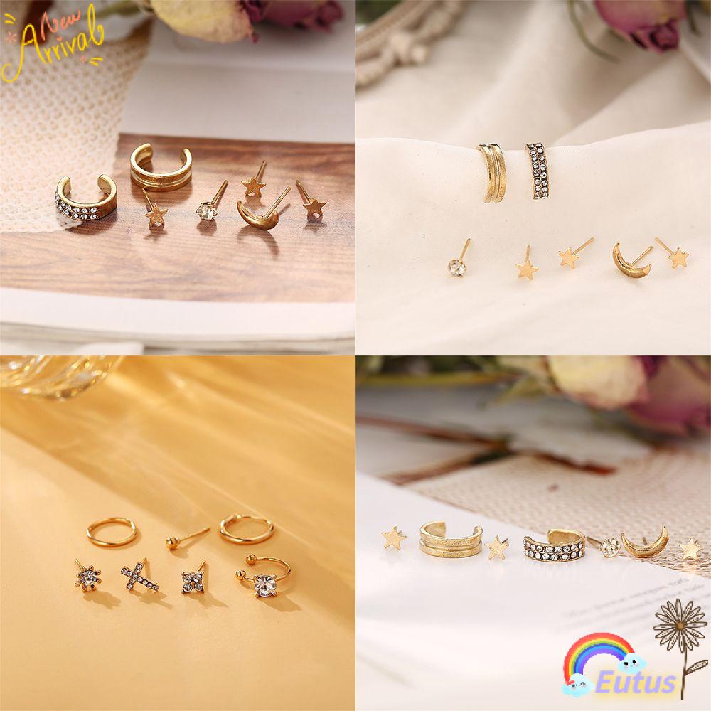 Khuyên Kẹp Vành Tai Không Cần Khoan Lỗ Dành Cho Nữ EUCA|Khuyên Vành Tai Màu Sắc Thời Trang