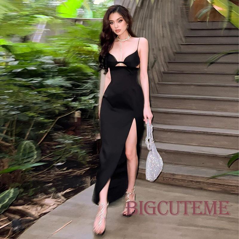 Đầm Hai Dây Cổ Chữ V Màu Sắc Thời Trang Mùa Hè Cho Nữ