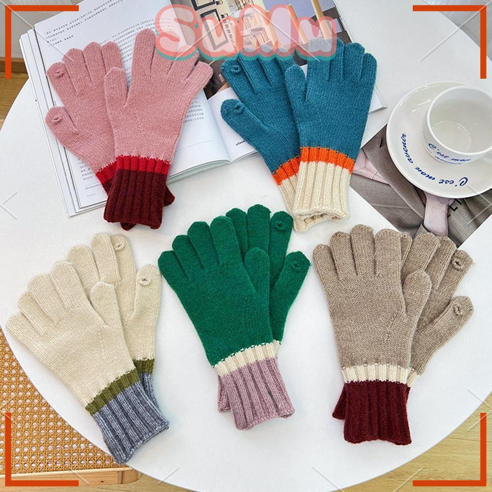 Găng Tay Dệt Kim Giữ Ấm Có Thể Chạm Màn Hình Cảm Ứng Cho Nữ