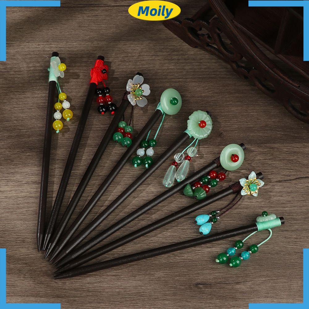 Trâm Cài Tóc Bằng Gỗ Mun Đính Hoa Handmade Thời Trang Cho Nữ