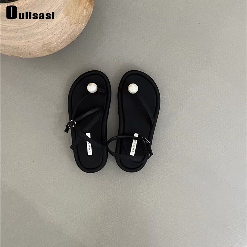 Giày Sandal Đế Phẳng Dày Dặn Thoải Mái Phong Cách Hàn Quốc Mới Cho Nữ