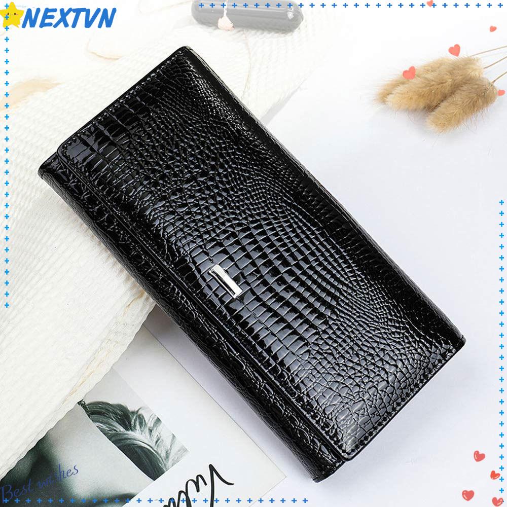 Ví Da Thật Dáng Dài Cỡ Lớn Có Ngăn Đựng Thẻ Tiện Dụng Giá Đỡ