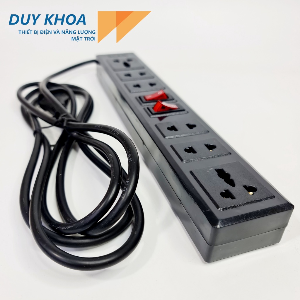 Ổ Cắm Điện 6 Cửa 2 Công tắc Màu Đen Công suất 3000w VINAMAX ® - Hàng Việt Nam chất lượng cao