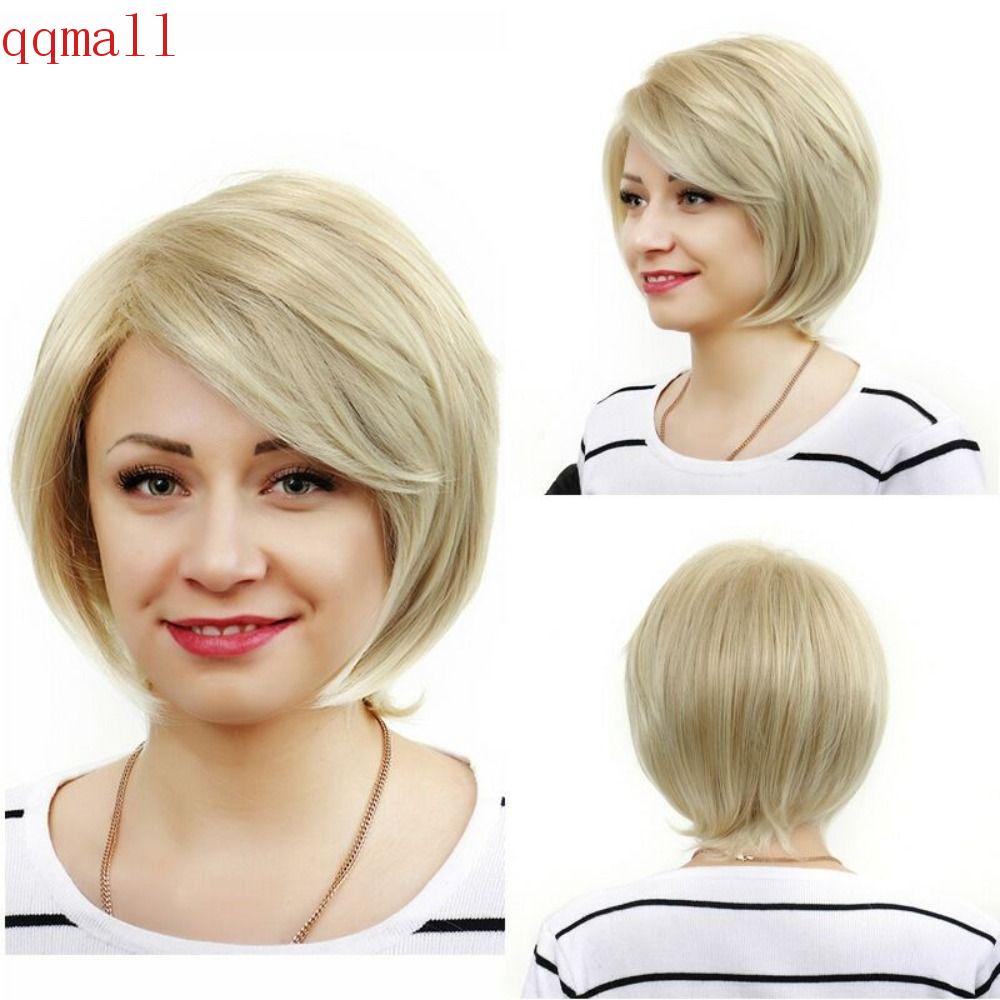 Bộ Tóc Giả Ngắn Thẳng Màu Đen Tự Nhiên Bằng Sợi Chịu Nhiệt Dành Cho Nữ