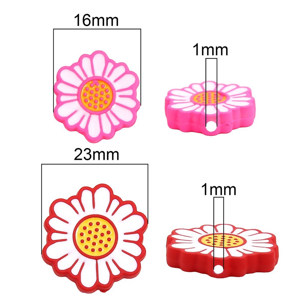 Hạt Nhựa Acrylic Hình Hoa Cúc 16 / 23mm Tự Làm Móc Khóa / Túi Xách