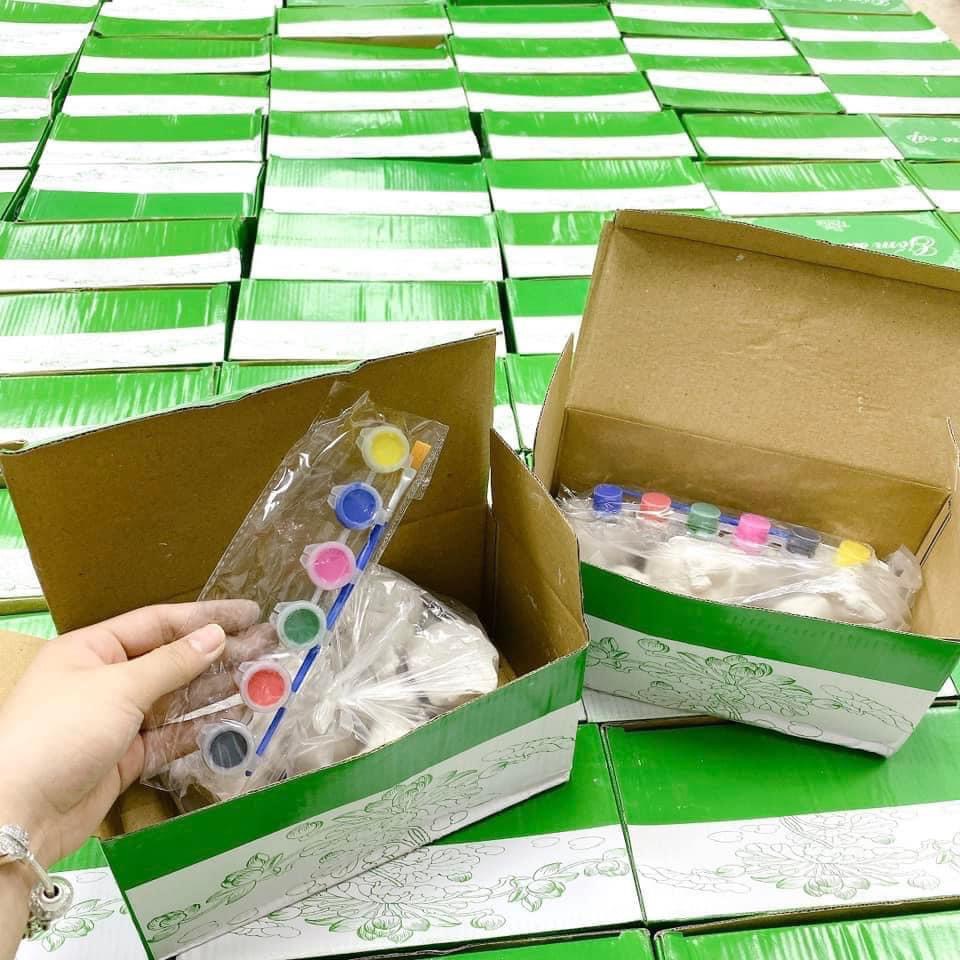 Bộ Tô Tượng Thạch Cao 10 Hình Tặng Kèm Khay Màu Và Bút Vẽ - Đồ Chơi Thông Minh Cho Bé