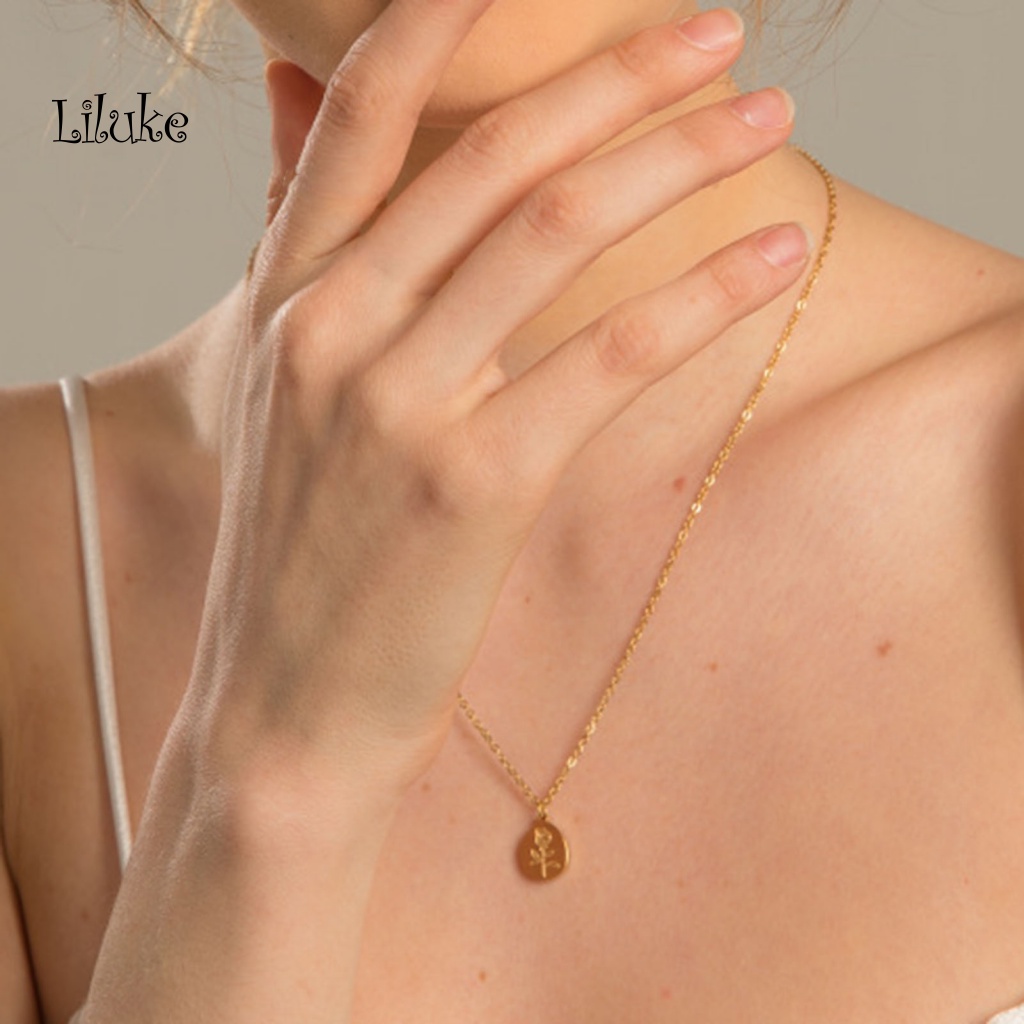 Vòng cổ Hợp Kim Mạ Vàng Trang Trí Hoa Hồng Đính Đá Xinh Xắn Cho Nữ