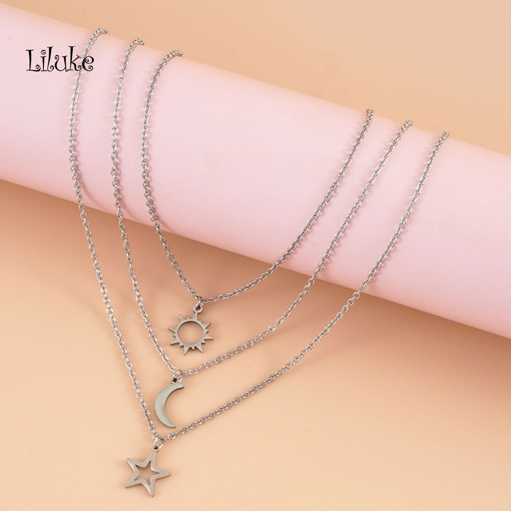Set 3 Dây Chuyền Hình Mặt Trăng / Mặt Trời / Ngôi Sao Dễ Thương Cho Nữ