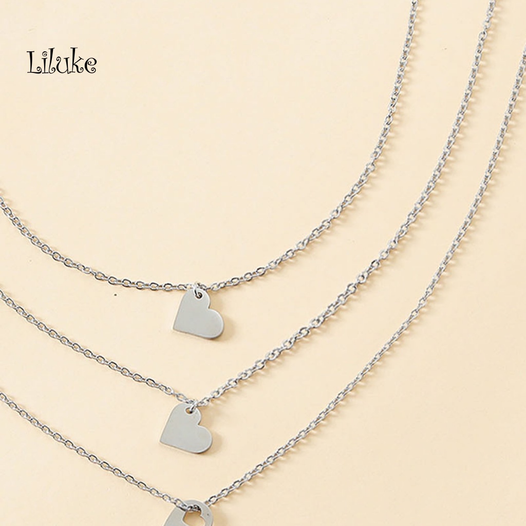 Bộ 3 Dây Chuyền Hợp Kim Trang Trí Hình Trái Tim Rỗng Có Thể Điều Chỉnh Kích Cỡ