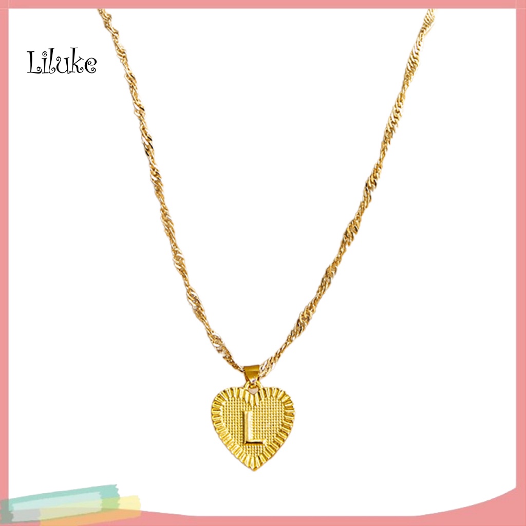 Vòng cổ Hợp Kim Trang Trí Mặt Trái Tim Khắc Chữ A-Z Đơn Giản Cho Nữ