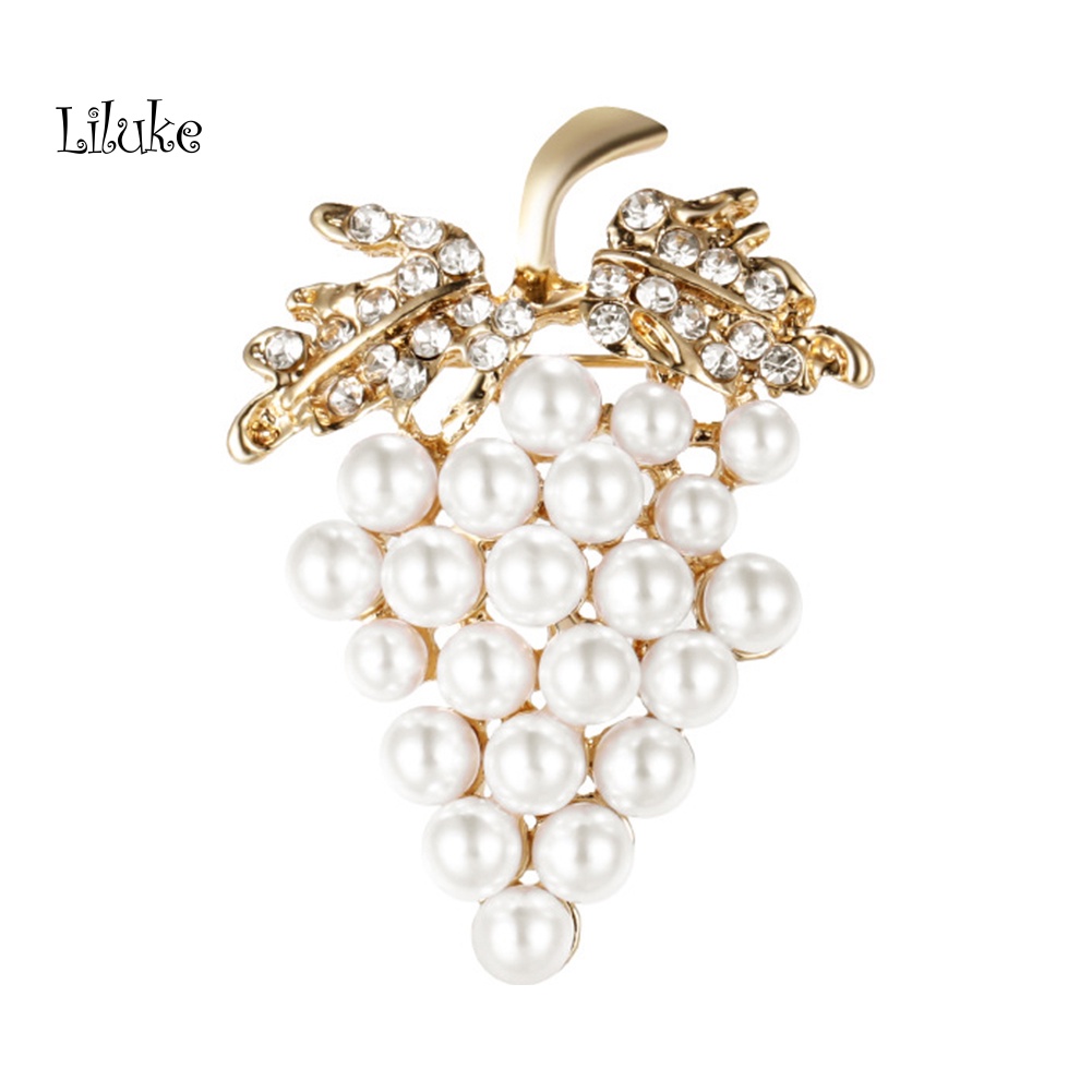 Ghim Cài Áo Hình Chùm Nho Đính Đá Và Ngọc Trai Giả Thời Trang Cho Nữ