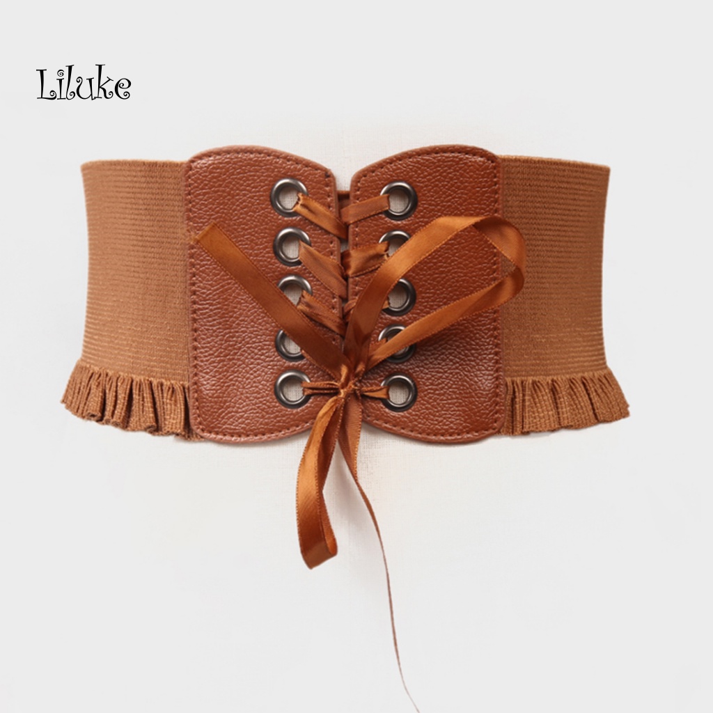 Thắt Lưng Nữ Giả Da Bản Rộng Màu Trơn Thời Trang