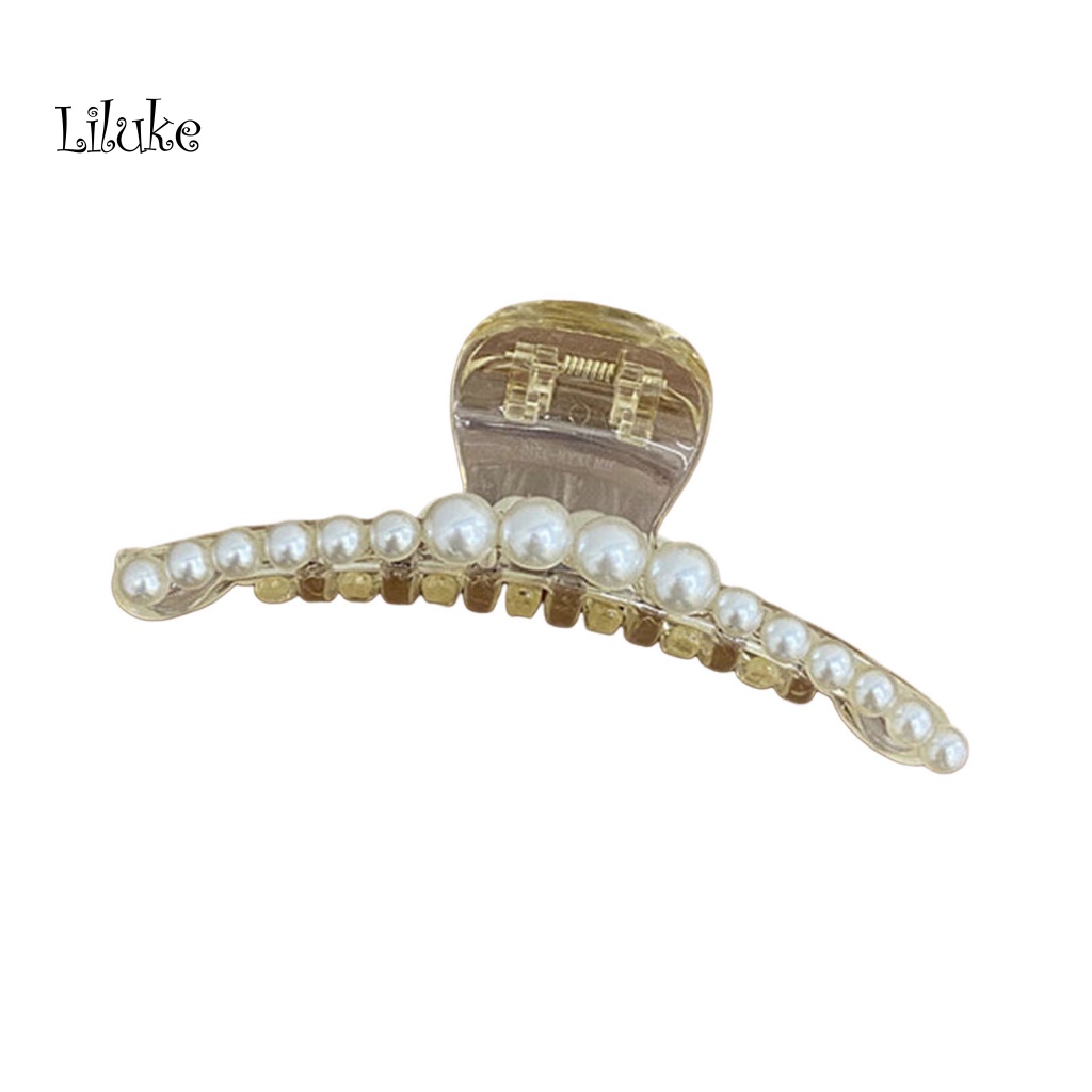 Kẹp Tóc Dạng Móng Vuốt Trong Suốt Đính Ngọc Trai Nhân Tạo Chống Trượt Thời Trang Cho Nữ