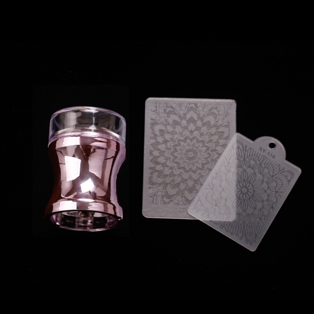 1 Bộ Dụng Cụ In Hình Móng Tay Bằng Silicone Kèm Nắp Đậy Dành Cho Salon