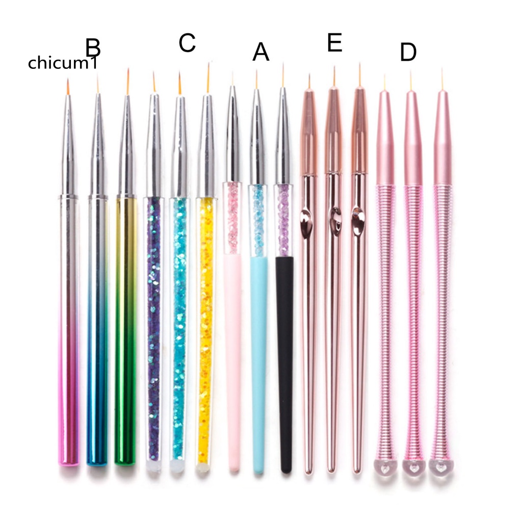 Set 3 Bút Kẻ Mắt / Vẽ Móng Tay Nghệ Thuật Hình Đuôi Cá Siêu Mỏng Tiện Dụng