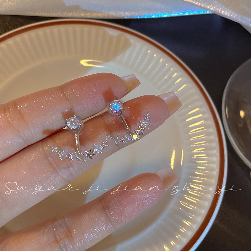 Khuyên Tai Đính Đá Zircon Siêu Lấp Lánh Thời Trang Cho Nữ