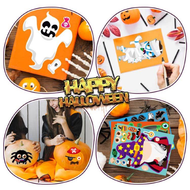 Set 12 Sticker Dán Trang Trí Halloween Hình Nhân Vật Hoạt Hình