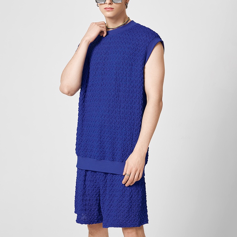 Bộ Áo Tank Top Cổ Tròn Phối Quần Short Lưng Cao Màu Trơn Kiểu Vintage Cá Tính