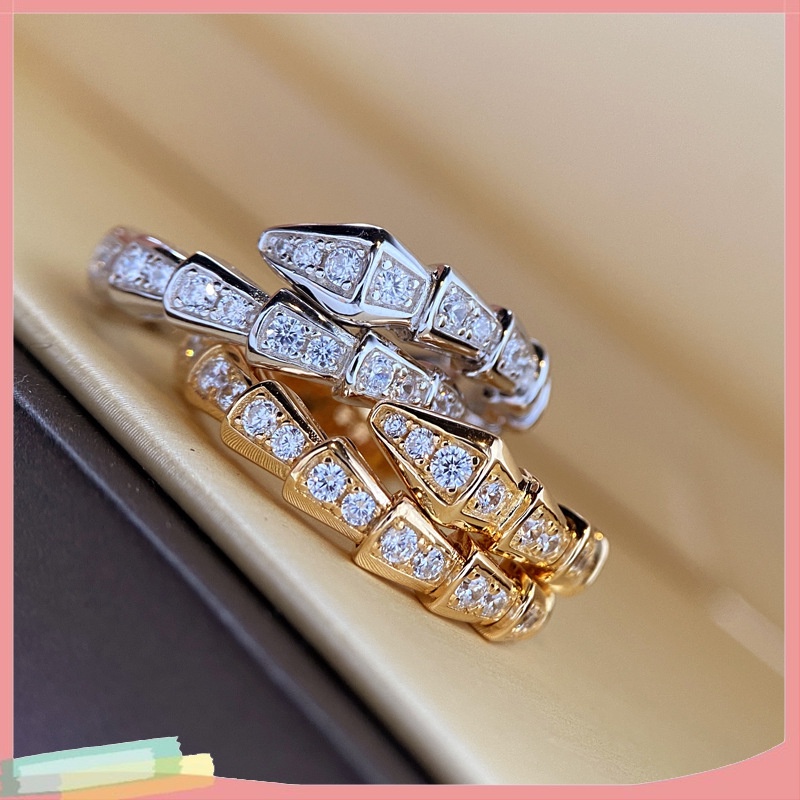 Nhẫn Hở Mạ Vàng Đính Đá Hình Rắn Sang Trọng Au750