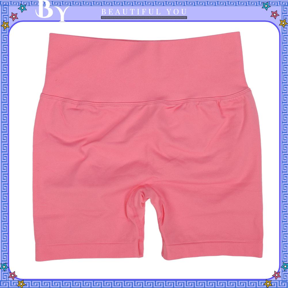 Fluorine073 Cao Cấp Hông Nâng Tập Yoga Quần Short Nữ Mềm Mại Thoáng Khí Kiểm Soát Bụng Thể Thao Chạy Bộ Hồng L